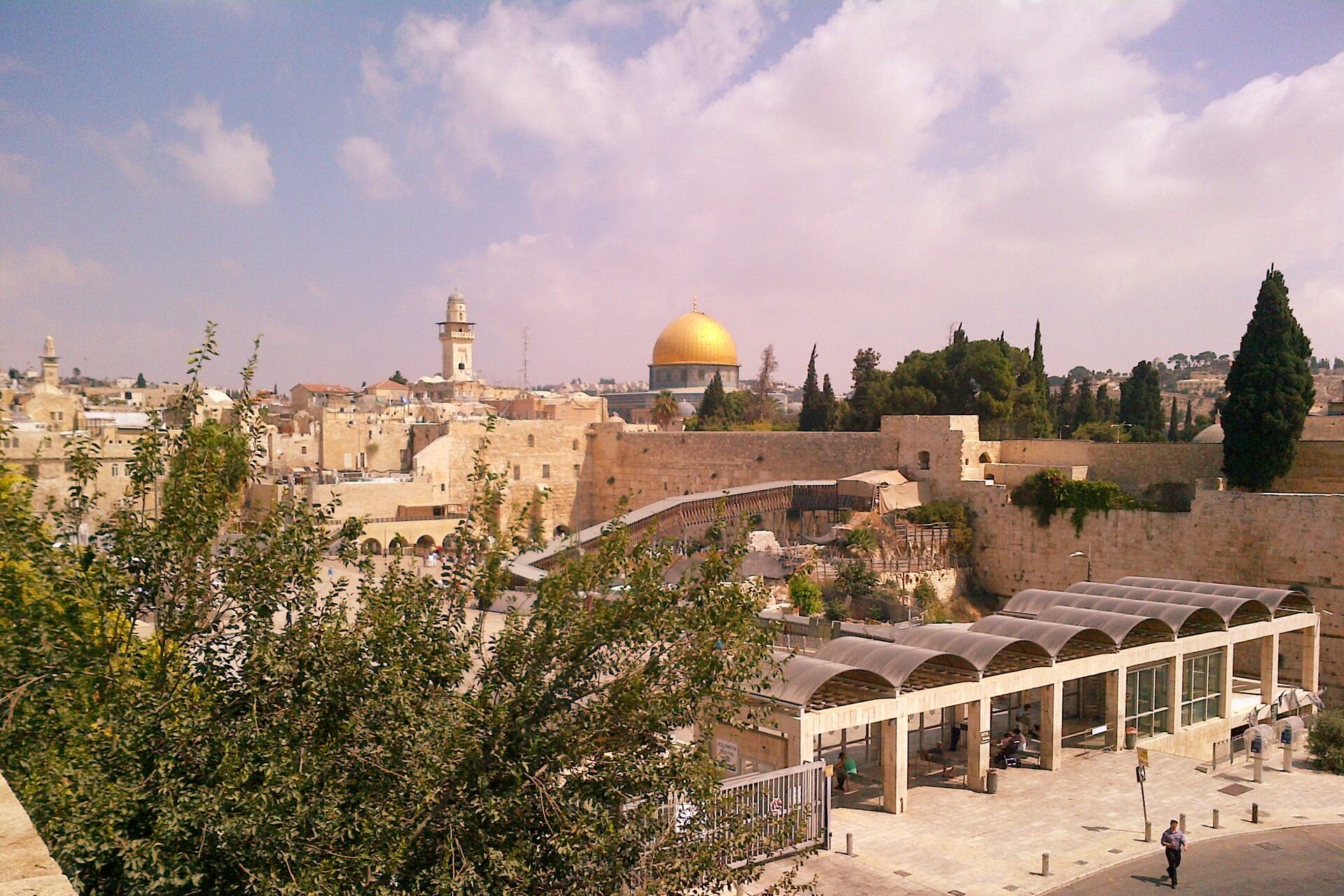 The Western Wall plaza in Jerusalem's Old City, with the Dome of the Rock beyond