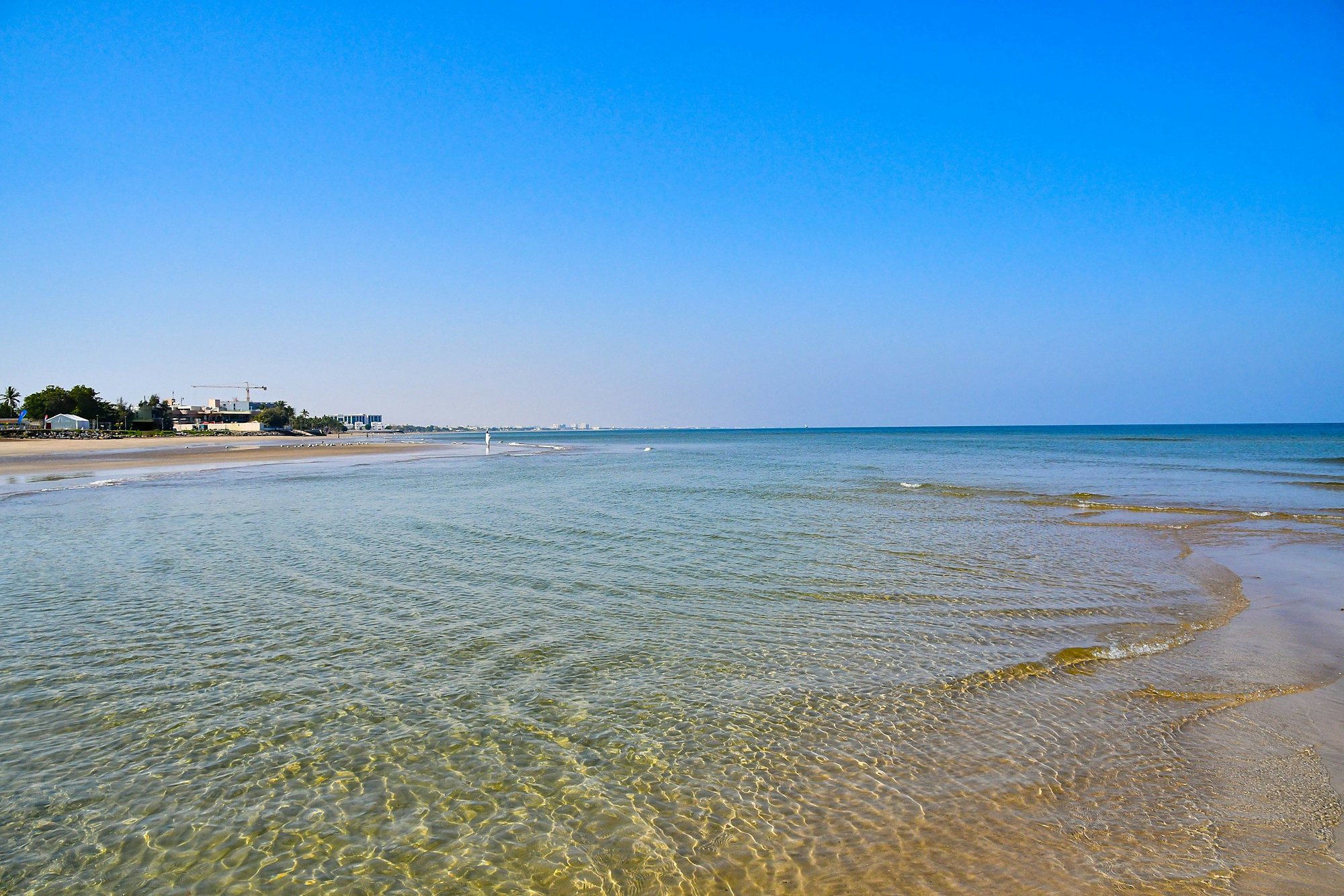 Clear shallow water on a long beach on the Gulf of Oman