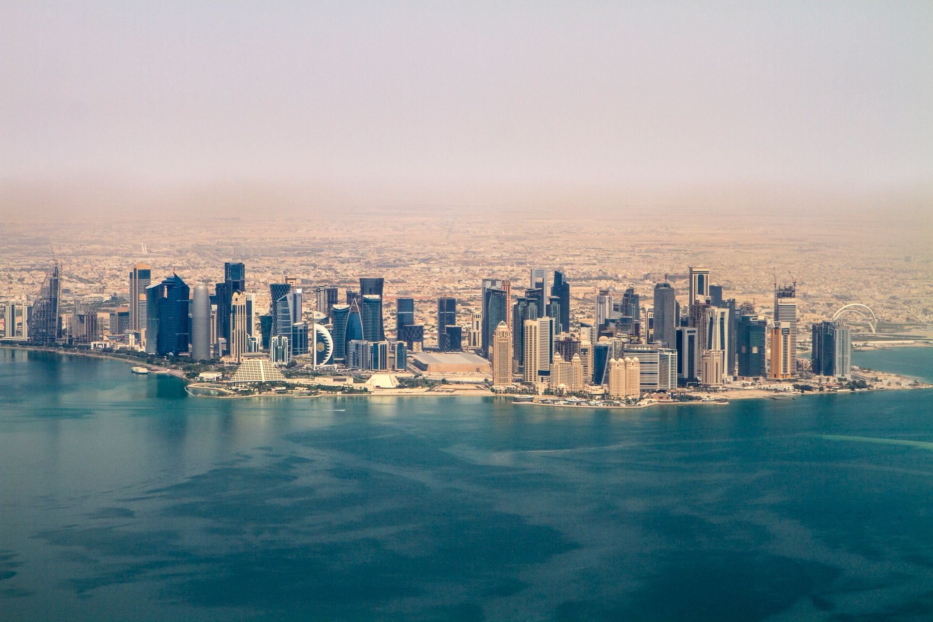 Doha's West Bay and the Corniche seen from the air