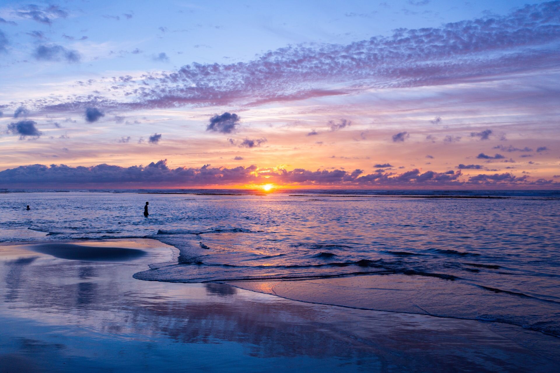 Sunset over the Atlantic from the beach at Casablanca