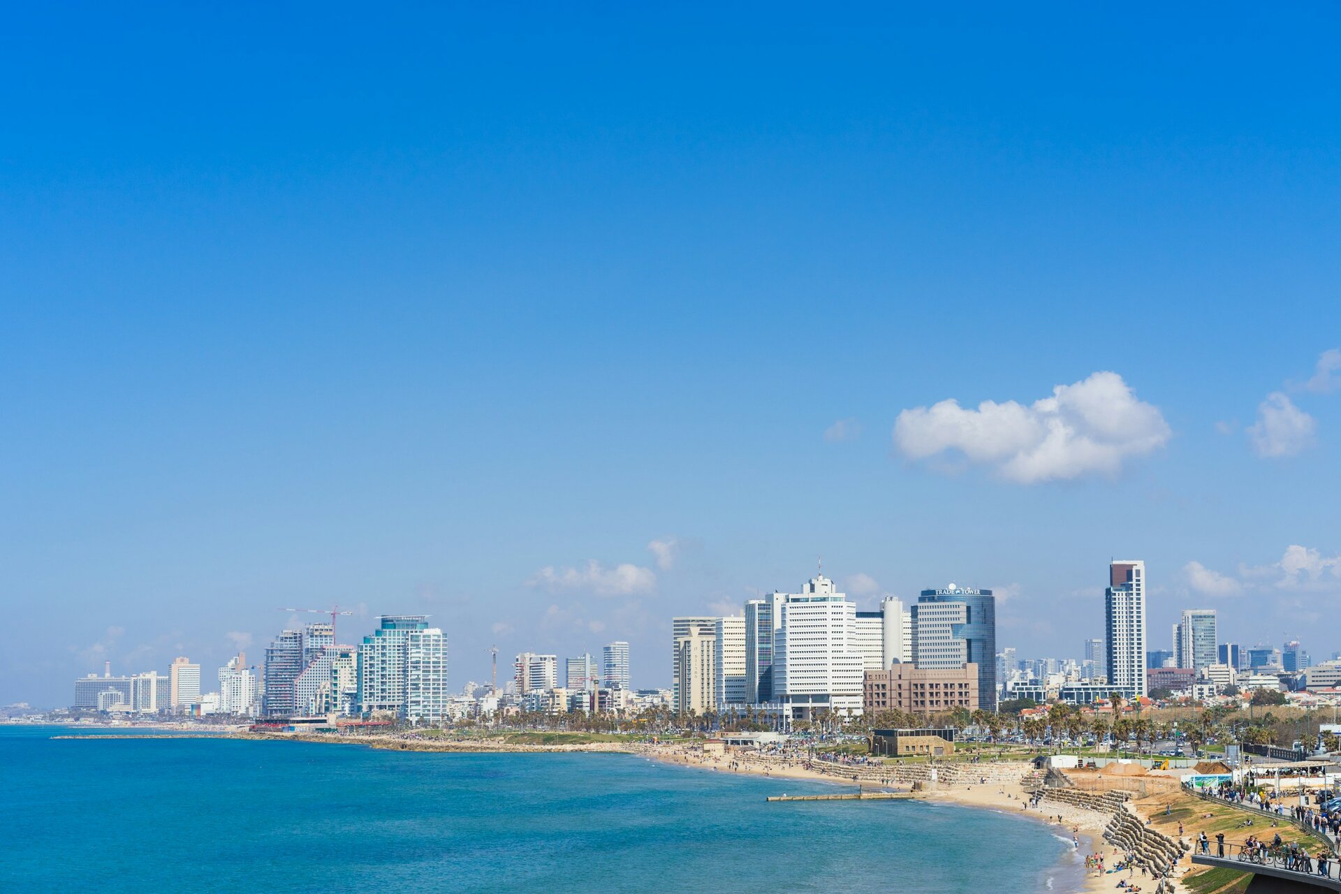 The Tel Aviv skyline and beachfront seen from Jaffa