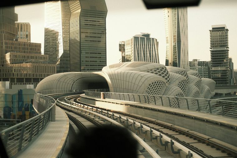 The monorail and towers of the King Abdullah Financial District, Riyadh