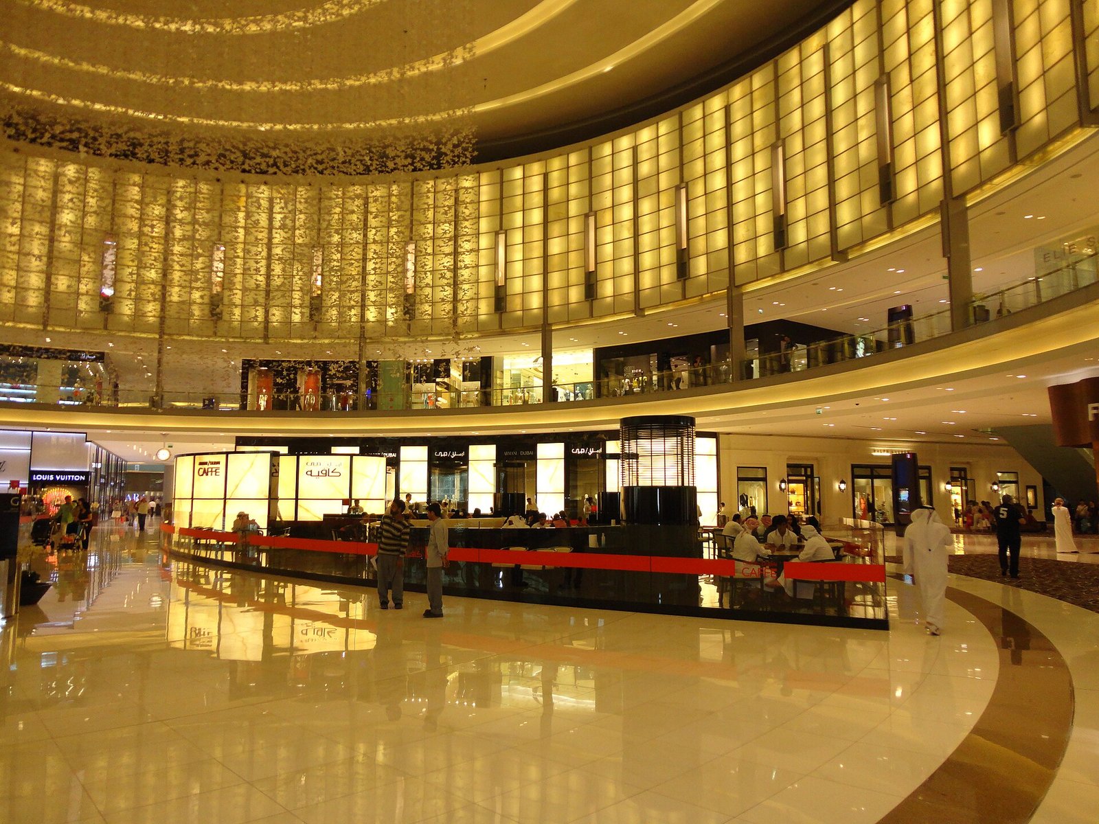 The gilded atrium of Fashion Avenue, the luxury wing of The Dubai Mall