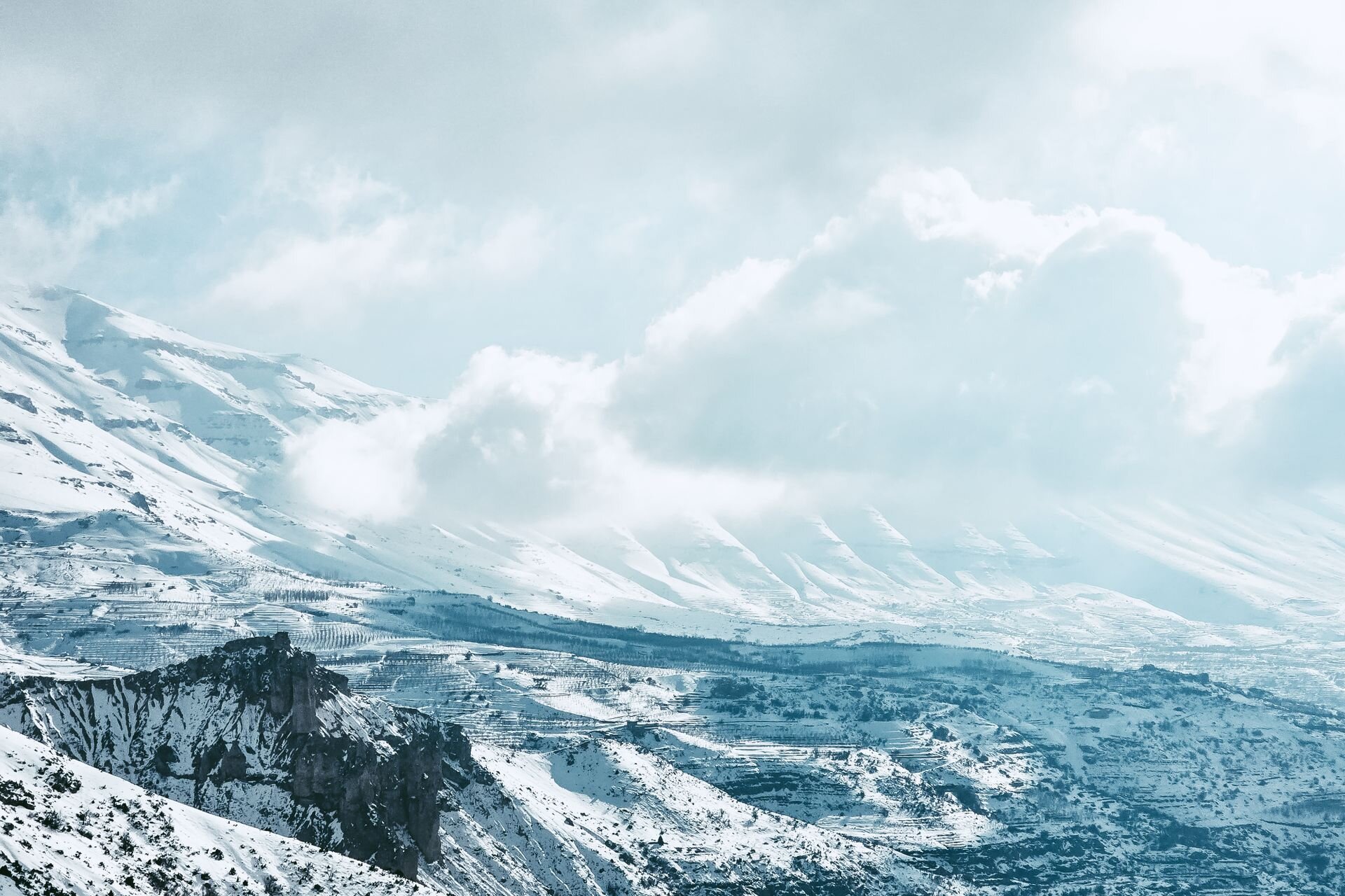 Snow on the high mountains of Lebanon
