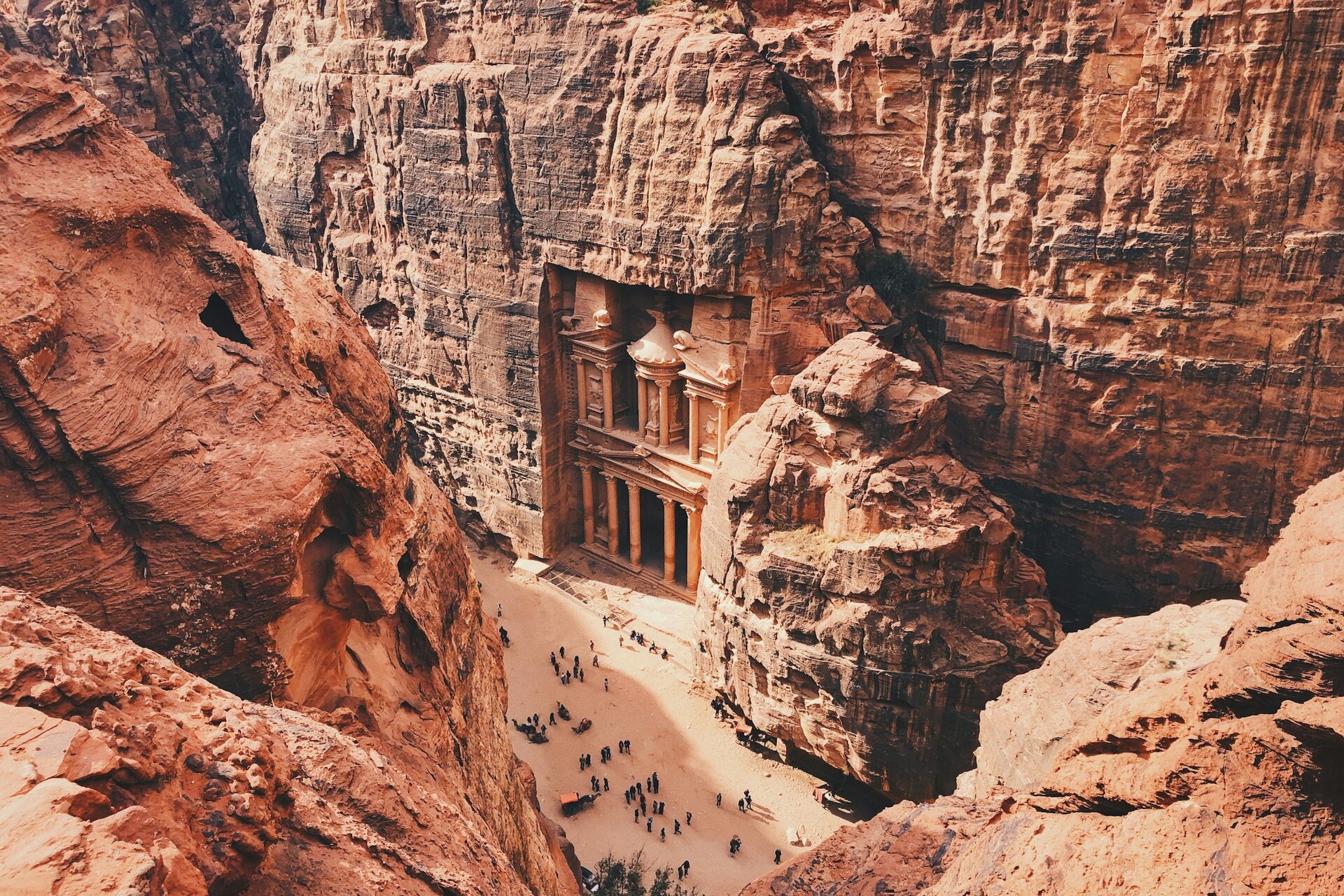 The Treasury at Petra seen from the cliffs above, Jordan