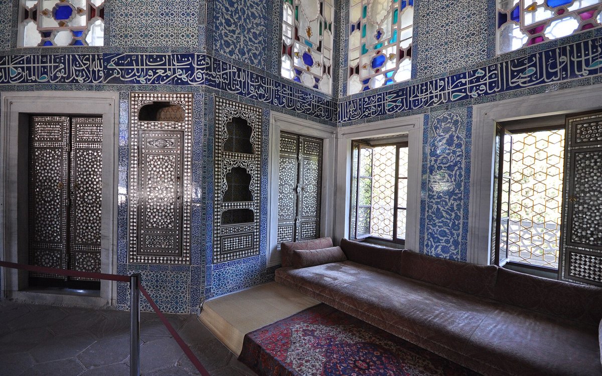 Iznik tiles, stained-glass windows and mother-of-pearl doors line the Baghdad Kiosk at Topkapı Palace in Istanbul.