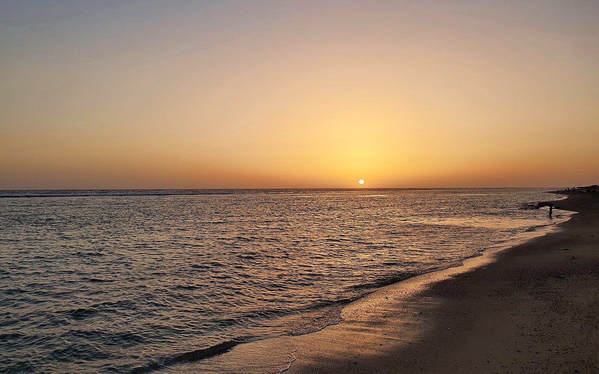 Sunset over the Red Sea at Umluj, the mainland gateway to the Ummahat islands where Nujuma sits