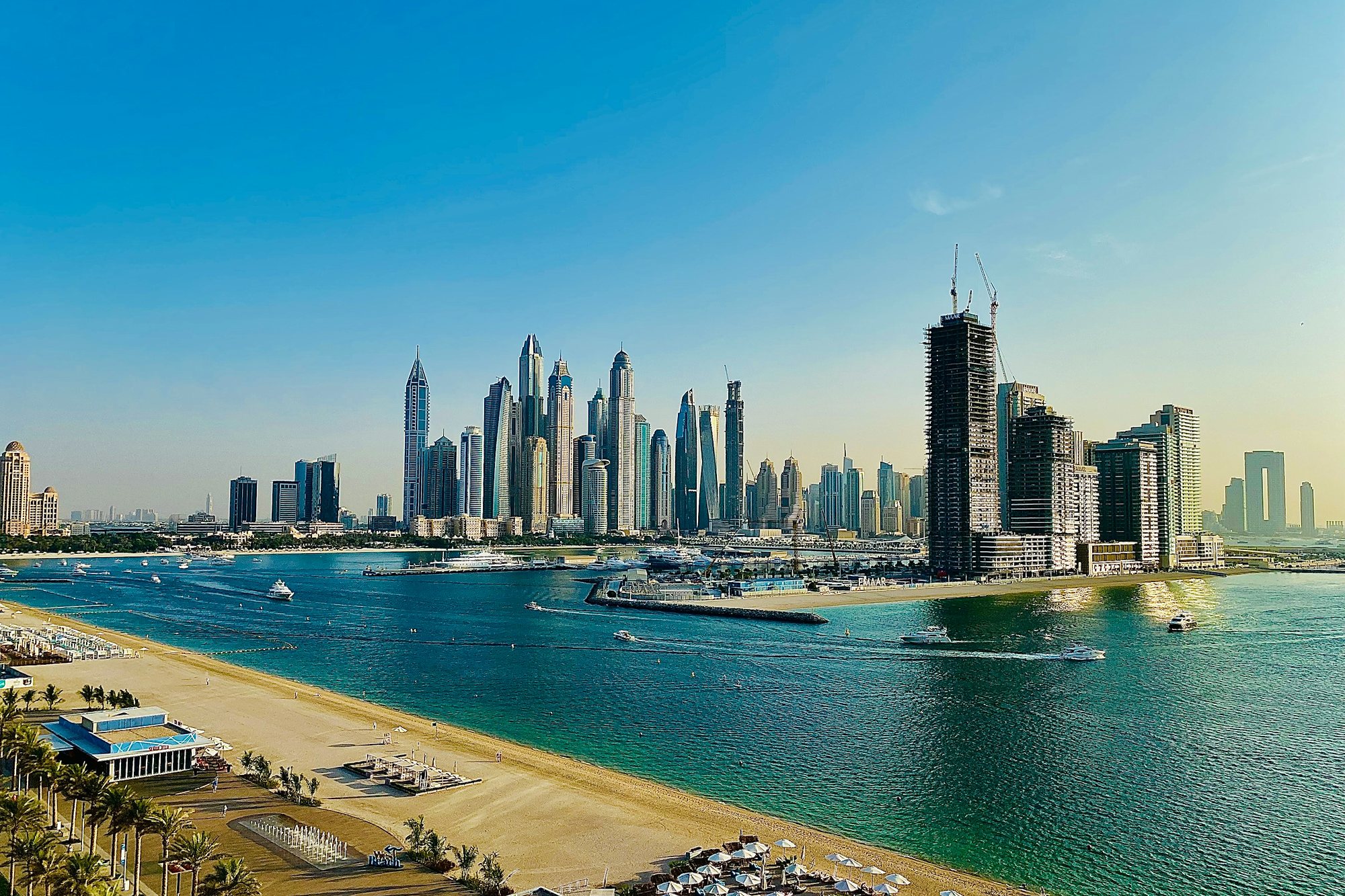 Dubai Marina and the beach from the Palm Jumeirah