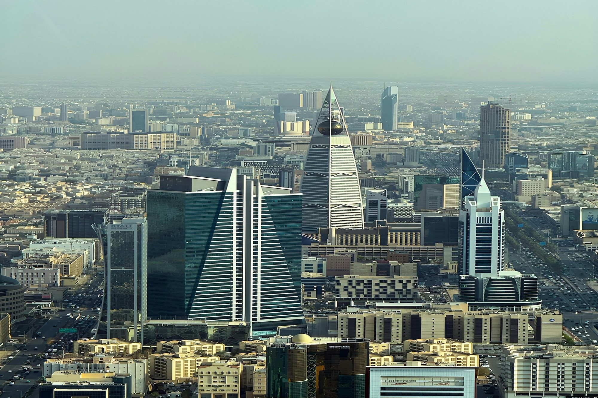 The Al Faisaliah Tower and the towers of Riyadh from above